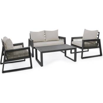 Bizzotto Диван комплект Captiva антрацит LH32, 4 места с възглавници (0662596)