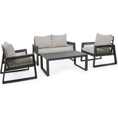 Bizzotto Диван комплект Captiva антрацит LH32, 4 места с възглавници (0662596)