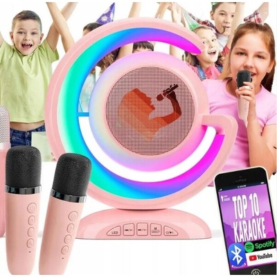 VÝKONNÝ 10W KARAOKE REPRODUKTOR S MIKROFONY 3V1 LED OSVĚTLENÍ PRO DĚTI