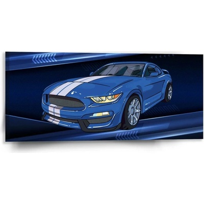 Sablio Obraz Mustang Modré pozadí s pruhy - 110x50 cm