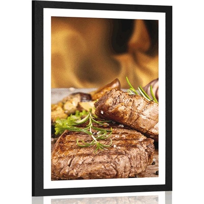 Plakát s paspartou grilovaný hovězí steak - 40x60 no frame