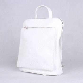 Bílý malý/střední kožený batoh/crossbody kabelka no. 210