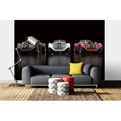 DIMEX ART Самозалепваща се флизелинова фототапета ретро коли в редица 375 x 250 см