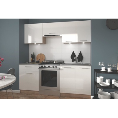 Halmar Блок кухня 2 м marija 200 корпус дъб сонома / фронт бял гланц МДФ / плот бял