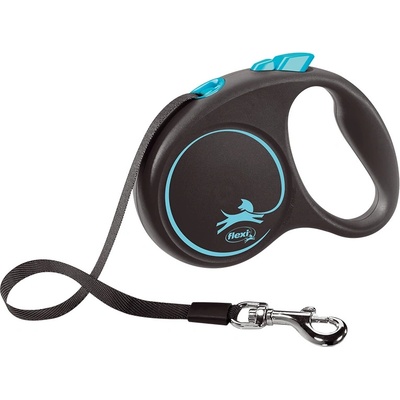 flexi Original каишка, черен дизайн, синя S - 5 м, до 15 кг - лента