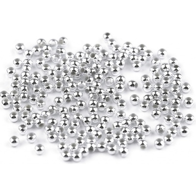 Stoklasa Plastové voskové korálky / perly Glance Metalic Ø4 mm Balení: 10 g, Varianta: 4 stříbrná světlá 4 stříbrná světlá