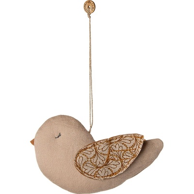 Maileg Textilní vánoční ozdoba Bird Winter Heart hnědá barva textil