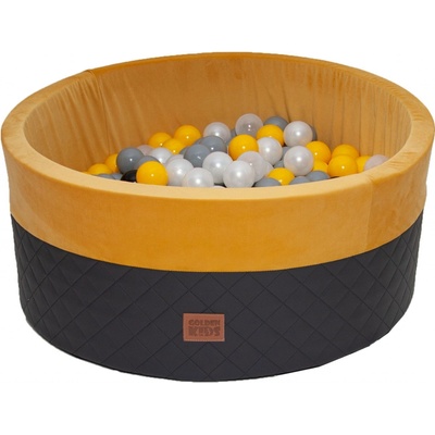 Golden Kids Suchý bazén Eco velvet s loptičkami 90x40cm žlto-sivý