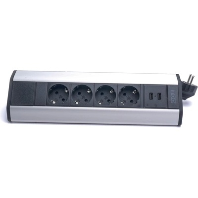 TOO VPS-317-4S IP20, 4x 2P+F, 2x USB-A, сребриста разпределителна кутия за настолни компютри (VPS-317-4S)