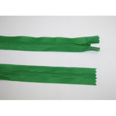Zips krytý 3mm zelená nedeliteľný 50cm dederon