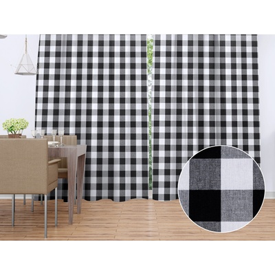 Biante Bavlnený záves Olivia OL-004 Čierno-biela kocka veľká 140x210 cm