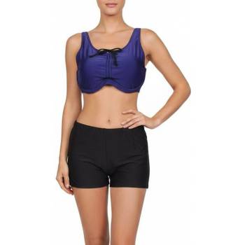 Дамски макси бански в тъмносиньо и черно с боксер