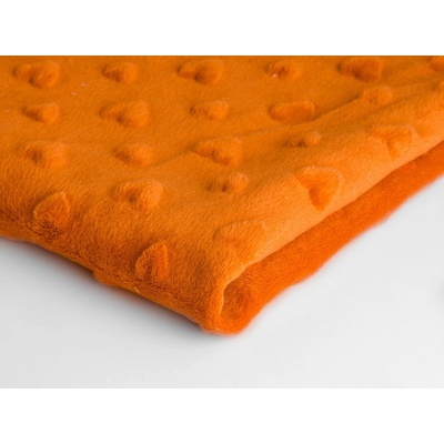 Látka minky srdička, 320 g/m², šíře 160 cm, metráž, pomerančová