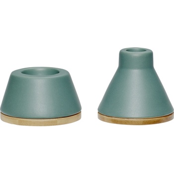 Hübsch Свещник Hübsch керамика тъмнозелен 2 бр (860220)