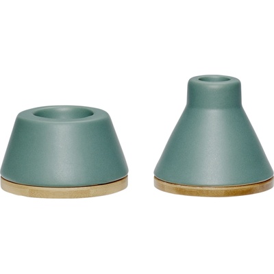 Hübsch Свещник Hübsch керамика тъмнозелен 2 бр (860220)