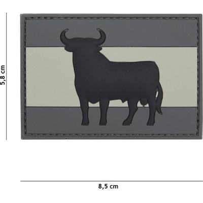 Gumová nášivka 101 Inc vlajka Spanish Bull - sivá