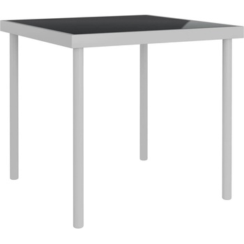Градинска трапезна маса светлосива 80x80x72 cм стъкло и стомана