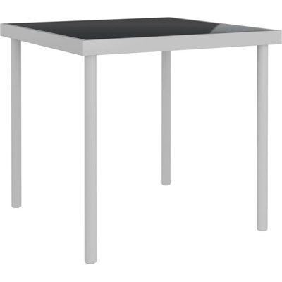 Градинска трапезна маса светлосива 80x80x72 cм стъкло и стомана