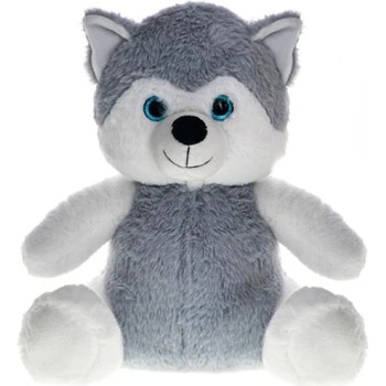 Mikro Плюшено куче бяло-сиво 35см седящо