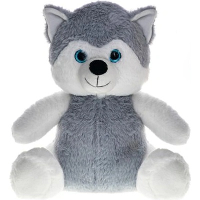 Mikro Плюшено куче бяло-сиво 35см седящо