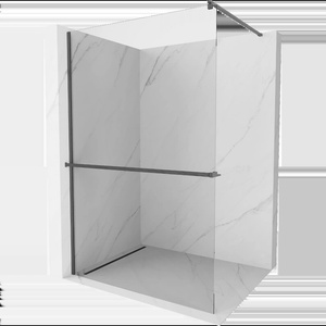 Mexen Kioto+ душ кабина с рафт Walk-in 135 x 200 см, прозрачна, четка Gun Gray - 800-135-121-66-00 (800-135-121-66-00)