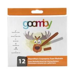 Goomby Измиващи се флумастери с дебел връх 12 цвята