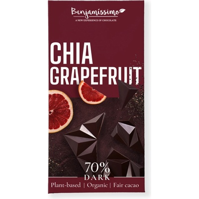 Benjamissimo Horká čokoláda Vegan 70% chia a grapefruit Bio 60 g