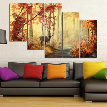 Vivid Home Картини пана Vivid Home от 5 части, Пейзаж, Канава, 110x65 см, 7-ма Форма №0844