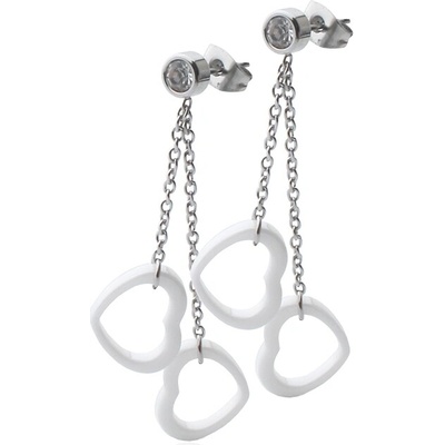BM Jewellery Náušnice visací keramické TWO HEARTS S525100