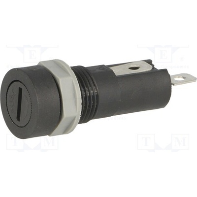 Stelvio Kontek PTF/70 Zásuvka; 5x20mm; 10A; 250VAC; na panel; černá; UL94V-0; termoplast