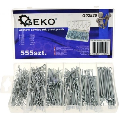 Závlačky, délka 25 - 64 mm, nerezové, sada 555 kusů GEKO G02826