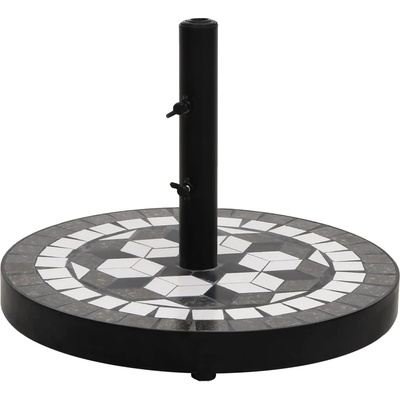 vidaXL Основа за чадър, черно и бяло, кръгла, 12 кг (362223)