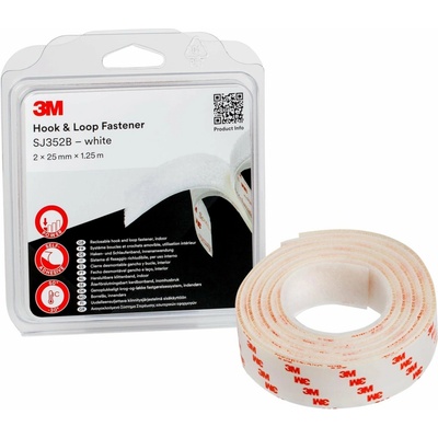 3M Hook & Loop SJ352BWT Háčiky a slučky 2× 25 mm × 1,25 m biele