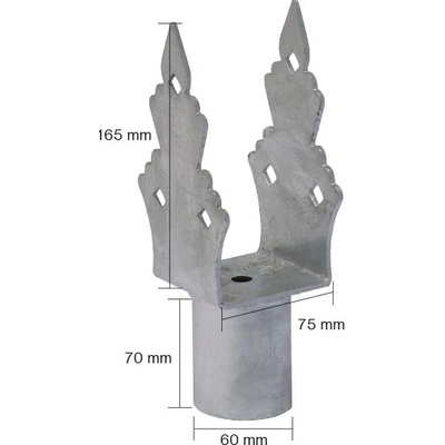 EKOfence Nadstavec na zem.skrut. zdobený Zn U75x75x165x60mm 3077