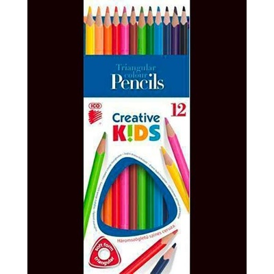 ICO 7140148002 barevné pastelky Creative Kids 12 ks trojúhelníkový tvar,