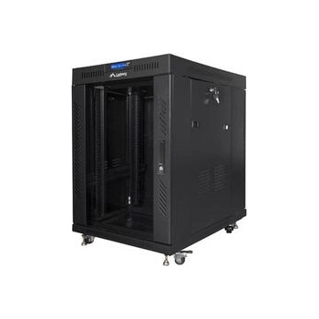 Lanberg Комуникационен шкаф, Lanberg rack cabinet 19" free-standing 15U/800x1000 (flat pack) with glass door lcd black v2 (FF01-8015-12BL)