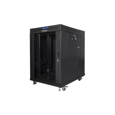 Lanberg Комуникационен шкаф, Lanberg rack cabinet 19" free-standing 15U/800x1000 (flat pack) with glass door lcd black v2 (FF01-8015-12BL)