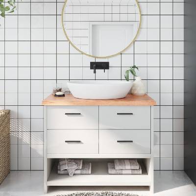 vidaXL Плот за баня светлокафяв 100x60x(2-4) см обработено дърво масив (3156135)