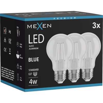 Mexen Vintis 3x LED нажежаема крушка E27, A60, 4W, 55 lm, синя - L150-E27-04XX-47x03 (L150-E27-04XX-47x03)
