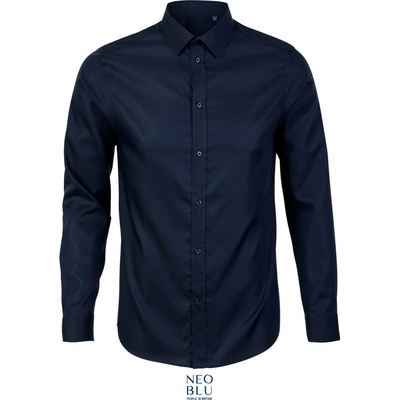 Neoblu Blaise pánská mikro keprová košile dlouhý rukáv modrá night