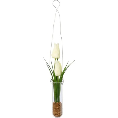 Gasper Umělé tulipány v závěsné váze, bíllé