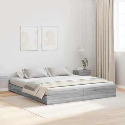zahrada-XL 3335274 Rám postele s úložným prostorem s čelo Šedá sonoma