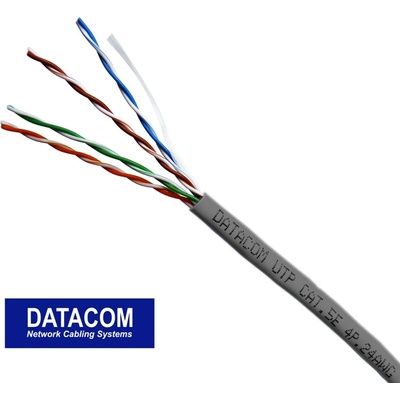 Datacom 1363 UTP drát CAT5E PVC, 50m, šedý