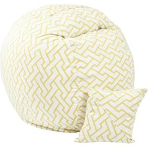 Pufrelax Комплект Барбарон и декоративна възглавница, 450л. Matusalem, Zappity Yellow, Перящ се калъф, Подходящ за деца, Пълнеж с микс от мемори пяна и дунапрен, Гама Premium