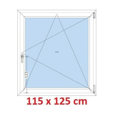 Soft Plastové okno 1150 x 1250 mm, otevíravé a sklopné, Černá krupička/Černá krupička