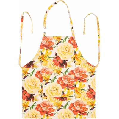 Tegatex Šitá zástěra dlouhá Velké červeno žluté květy