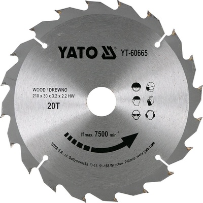 Kotouč na dřevo 210 x 30 mm 20z Yato YT-60665