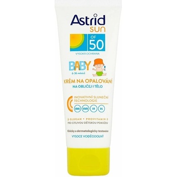 Astrid Sun Baby detský krém na opaľovanie Waterproof D-panthenol UVA+UVB SPF50 75 ml
