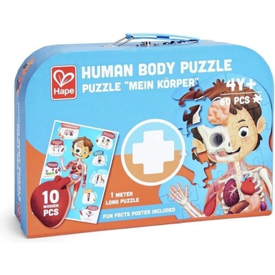 Hape Дървен пъзел, Hape, Човешко тяло, 60 части (H1635)