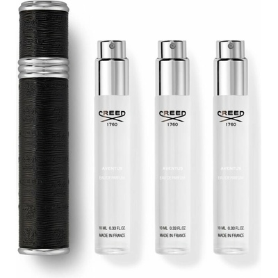 Creed Aventus Creed Aventus EDP 3 x 10 ml + Creed Travel Atomiser Silver Black plniteľný rozprašovač parfémov
